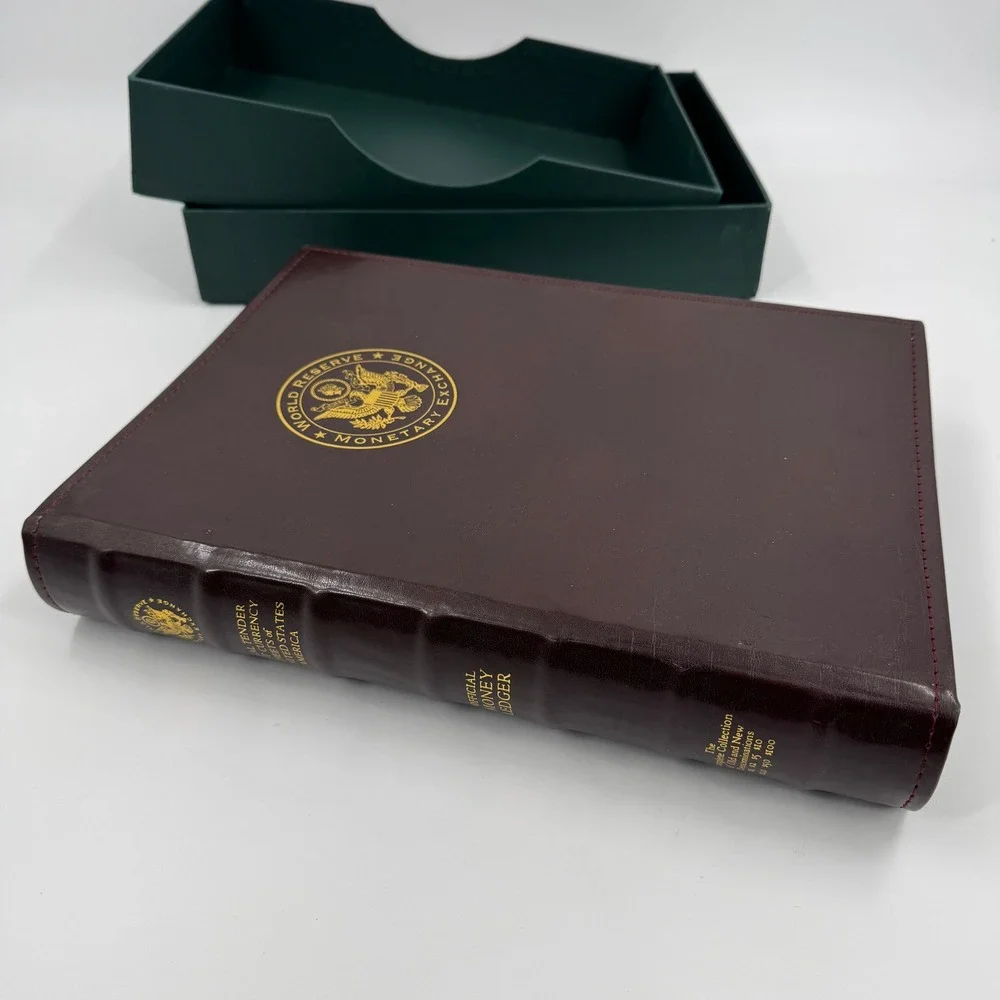 World Reserve Monetary Exchange‎ Money Ledger Binder Burgundy Gold Foil